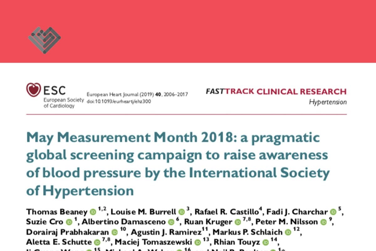May Measurement Month 2018: a pragmatic global screening campaing to raise awareness of blood pressure by the international society Hypertension